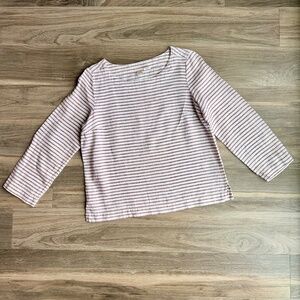 Nautical Striped 100% Linen Boxy Lightweight Long Sleeve Blouse